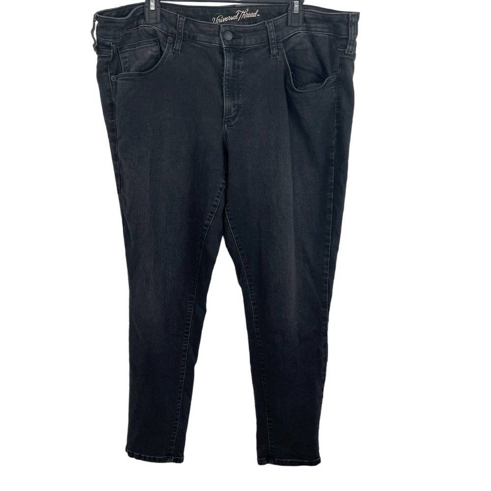 Universal Thread Womens 18/34S Mid Rise Skinny Jeans Faded Black Stretch Denim